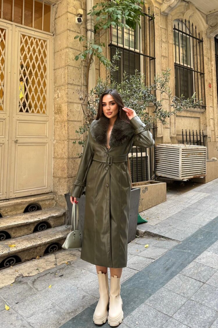 Green Elegant Slim Fit Single-Breasted Coat