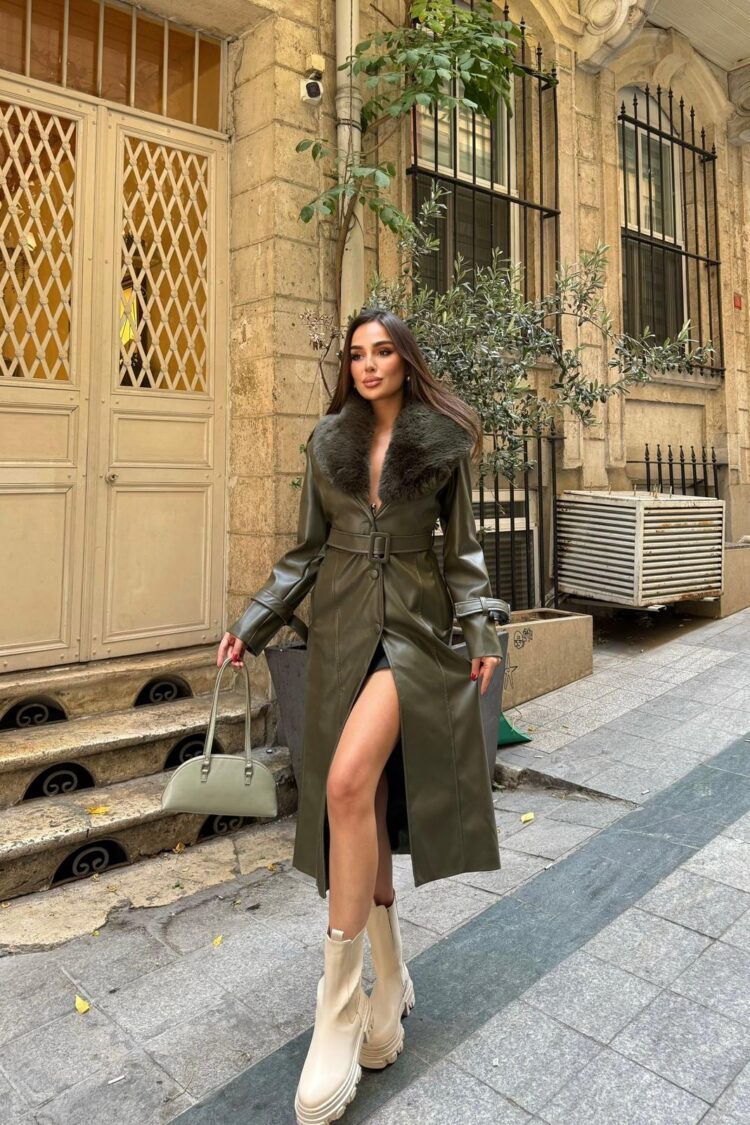 Green Elegant Slim Fit Single-Breasted Coat