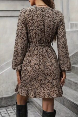Brown Wrap Mini Dress With Animal Print - Brand: Janes - Women & Kids, Baby Clothes Wholesale - Globality Store