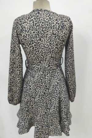 Brown Wrap Mini Dress With Animal Print - Brand: Janes - Women & Kids, Baby Clothes Wholesale - Globality Store