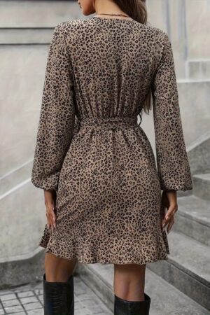 Brown Wrap Mini Dress With Animal Print - Brand: Janes - Women & Kids, Baby Clothes Wholesale - Globality Store