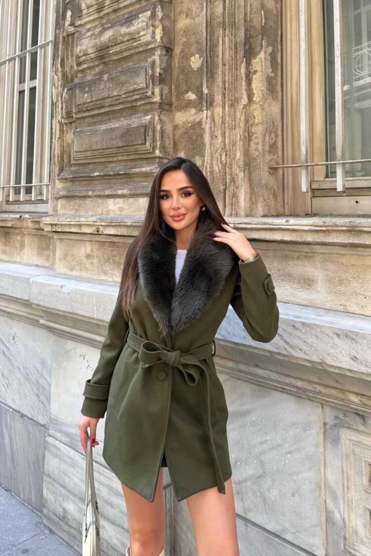 Green Elegant Single-Breasted Slim Fit Coat
