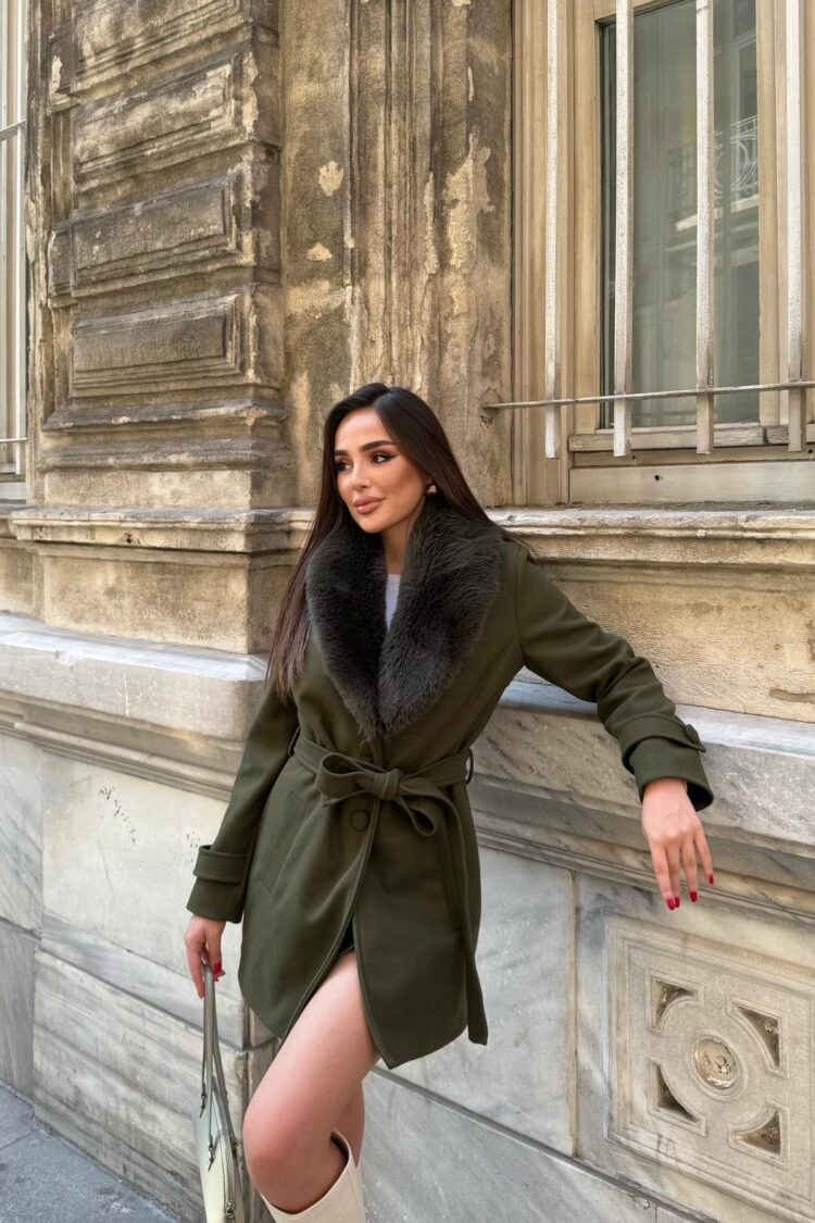 Green Elegant Single-Breasted Slim Fit Coat