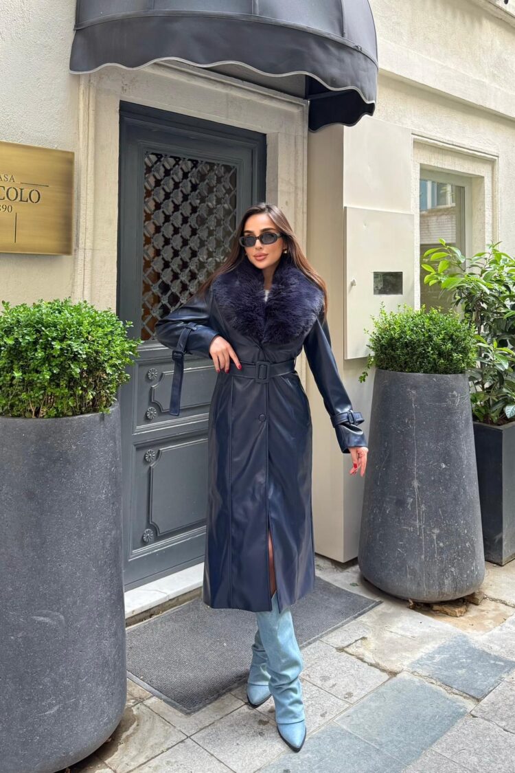 Black Elegant Single-Breasted Fur Coat