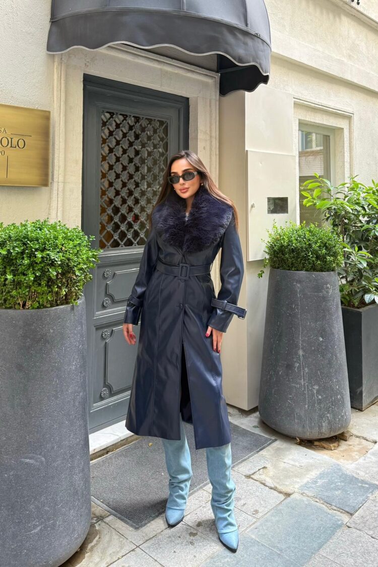 Black Elegant Single-Breasted Fur Coat