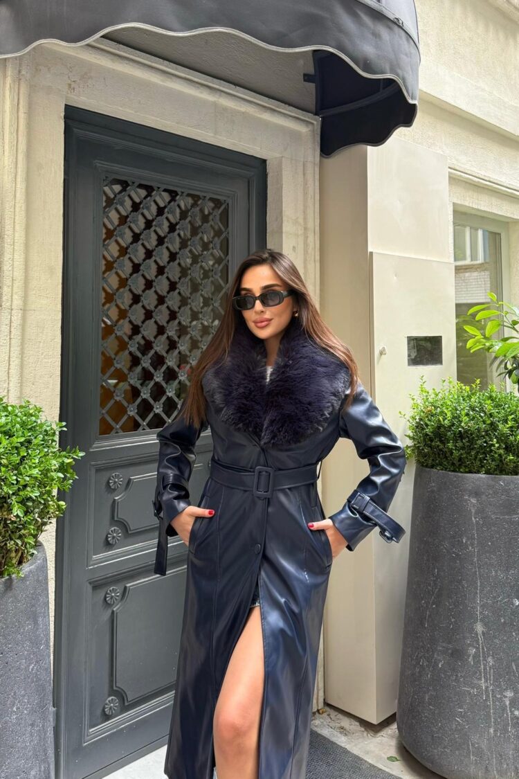 Black Elegant Single-Breasted Fur Coat