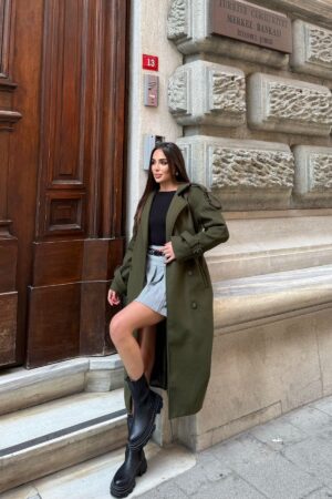 Elegant Green Double-Breasted Coat - Brand: My Jest Fashion - Women & Kids, Baby Clothes Wholesale - Globality Store