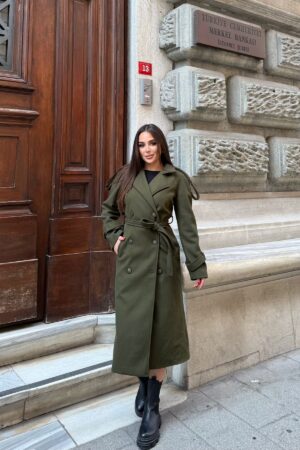 Elegant Green Double-Breasted Coat - Brand: My Jest Fashion - Women & Kids, Baby Clothes Wholesale - Globality Store