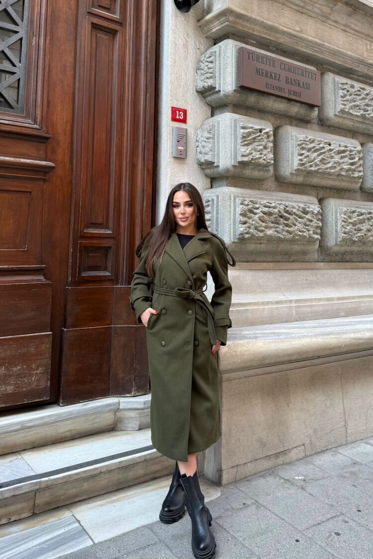Elegant Green Double-Breasted Coat - Brand: My Jest Fashion - Women & Kids, Baby Clothes Wholesale - Globality Store