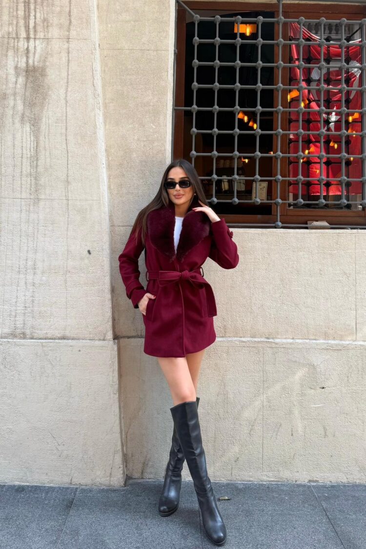 Elegant Fur Wrapover Coat