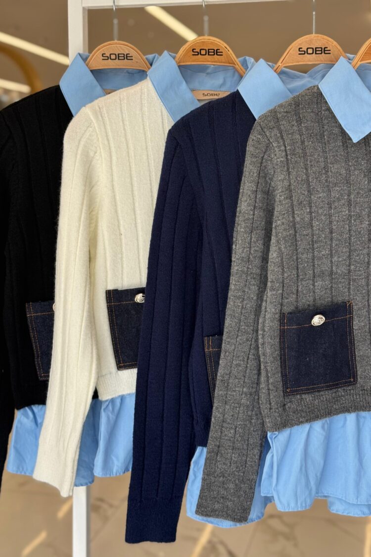 Grey Preppy Slim Fit Striped Sweater
