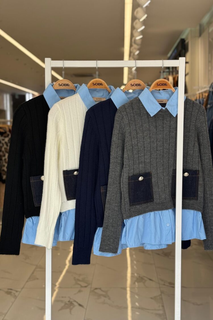 Grey Preppy Slim Fit Striped Sweater