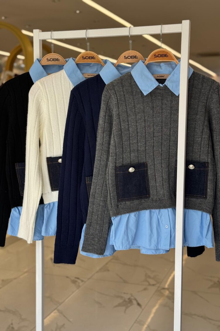 Grey Preppy Slim Fit Striped Sweater