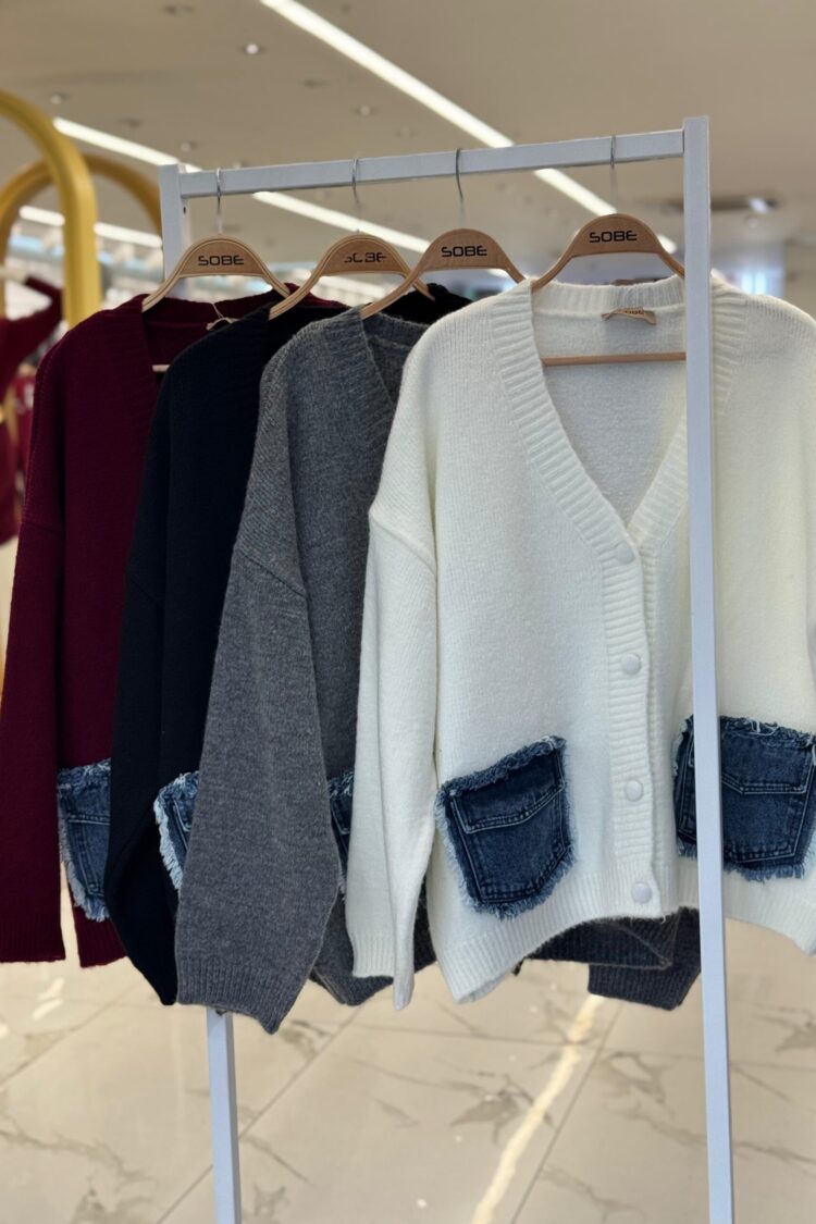 Grey Oversized Fit V-Neck Cardigan