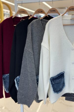 Cardigan With Oversized Fit And Patch Pockets - Brand: Sobe Istanbul - Women & Kids, Baby Clothes Wholesale - Globality Store