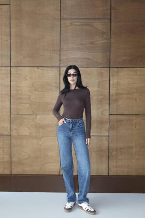 Blue Mom Jeans High Waist Straight Leg - Brand: LACARINO - Women & Kids, Baby Clothes Wholesale - Globality Store