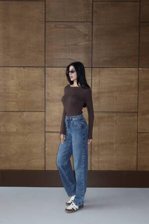 Blue Mom Jeans High Waist Straight Leg - Brand: LACARINO - Women & Kids, Baby Clothes Wholesale - Globality Store