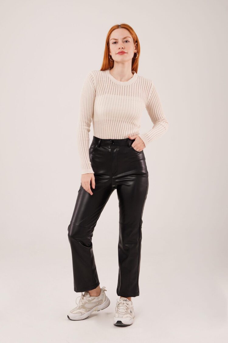 Beige Fitted Blouse With Striped And Plain Design
