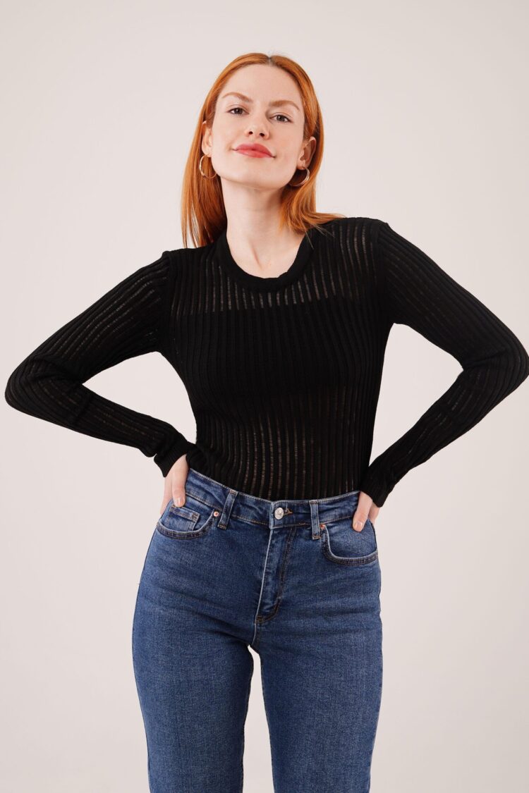 Black Striped Slim Fit Blouse - Brand: Lustrin - Women & Kids, Baby Clothes Wholesale - Globality Store
