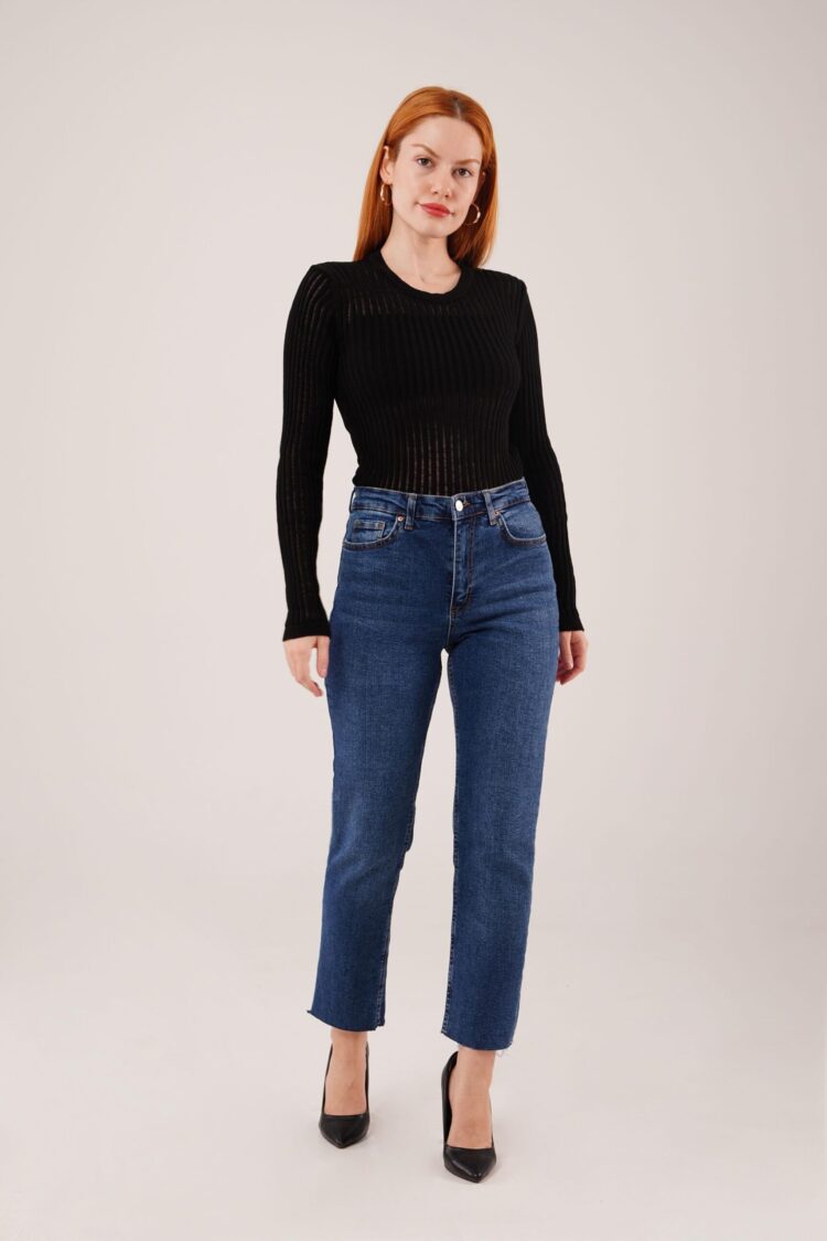 Black Striped Slim Fit Blouse