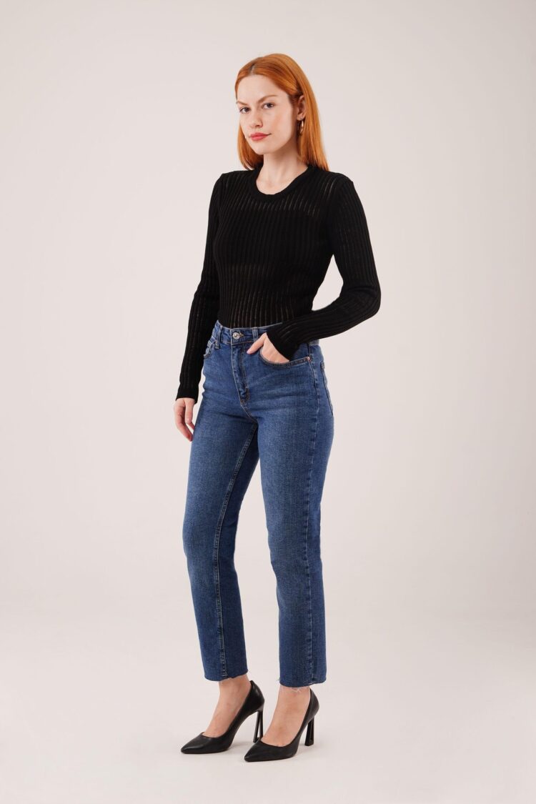 Black Striped Slim Fit Blouse