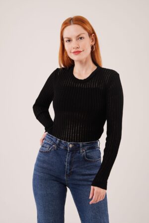 Black Striped Slim Fit Blouse - Brand: Lustrin - Women & Kids, Baby Clothes Wholesale - Globality Store