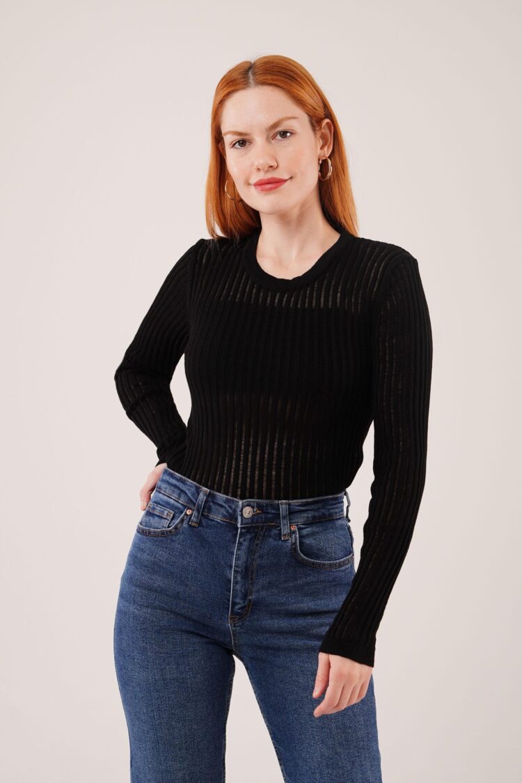 Black Striped Slim Fit Blouse