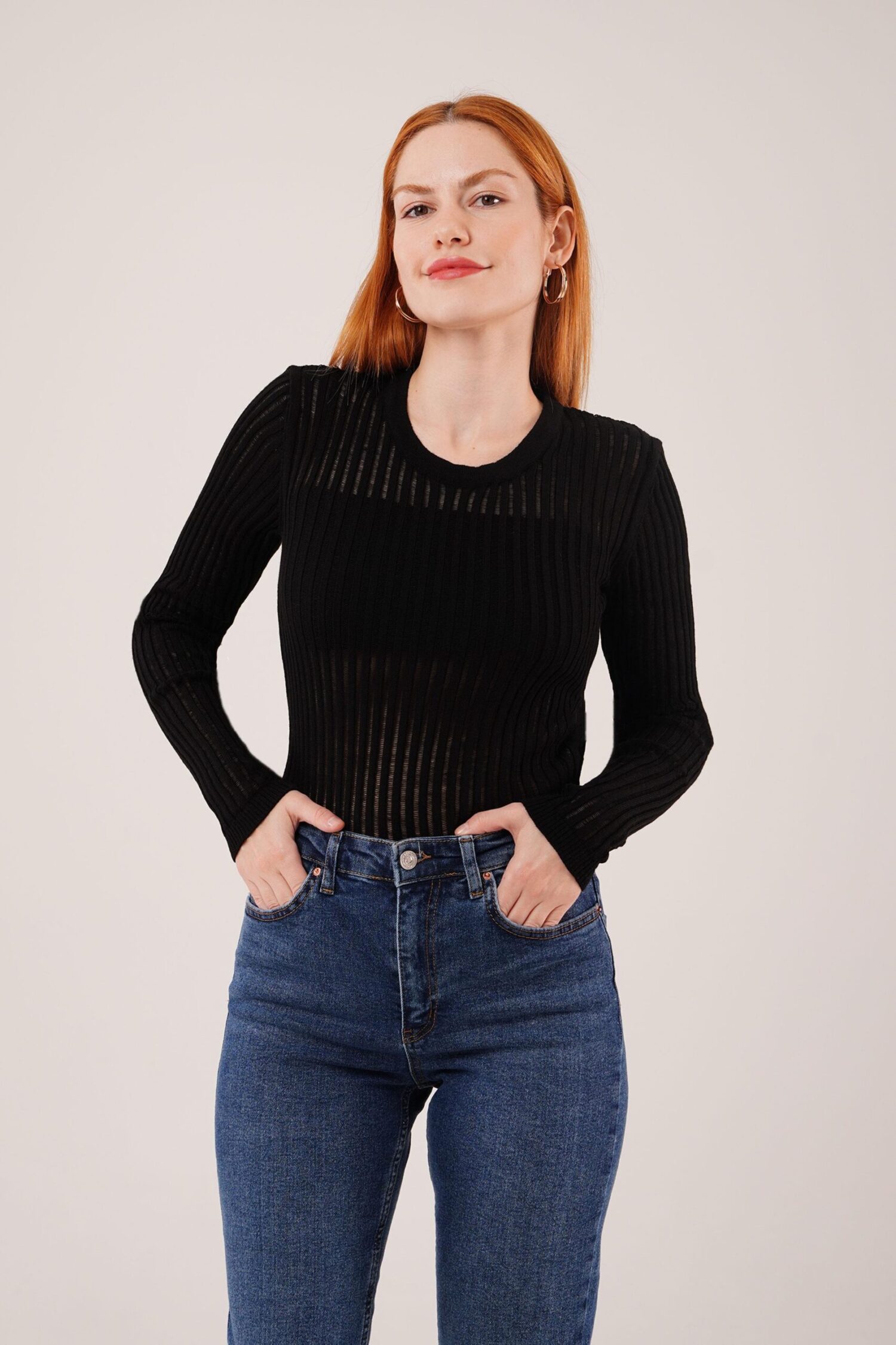 Black Striped Slim Fit Blouse - Brand: Lustrin - Women & Kids, Baby Clothes Wholesale - Globality Store