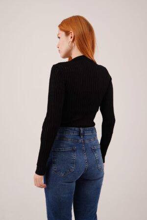 Black Striped Slim Fit Blouse - Brand: Lustrin - Women & Kids, Baby Clothes Wholesale - Globality Store