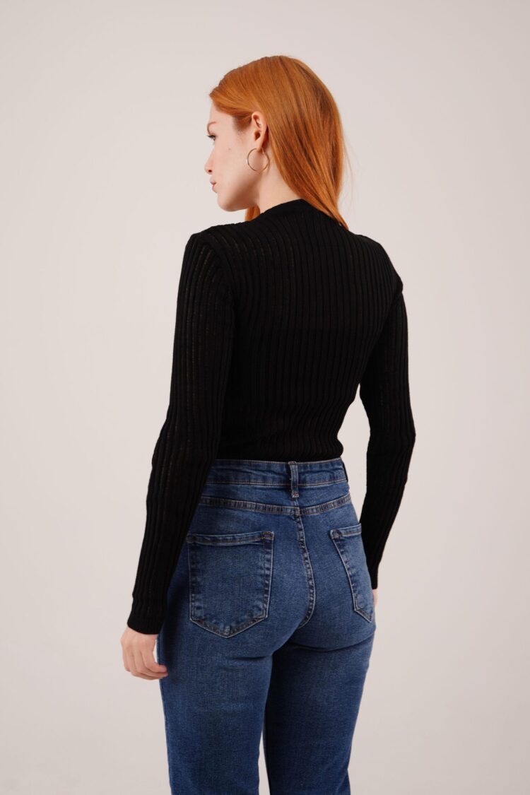 Black Striped Slim Fit Blouse