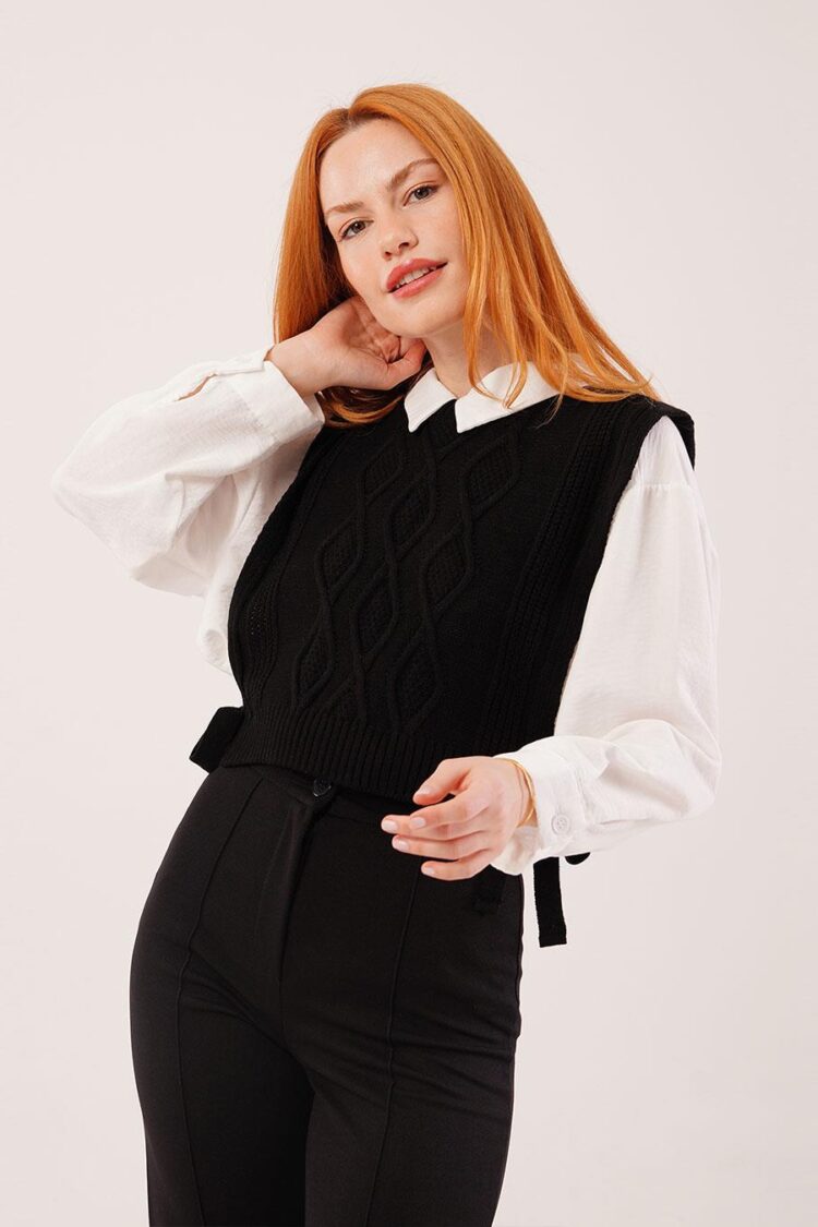 Modest Tie-Up Crop Vest - Brand: Lustrin - Women & Kids, Baby Clothes Wholesale - Globality Store