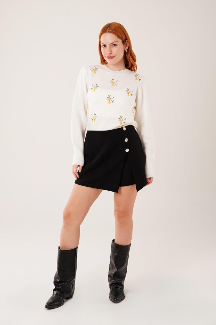 White Floral Casual Sweater