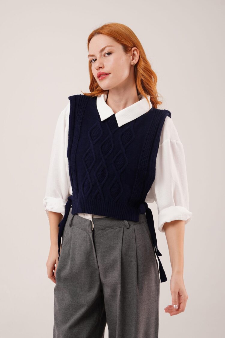 Sleeveless V-Neck Crop Sweater