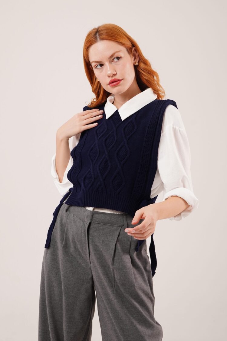 Sleeveless V-Neck Crop Sweater