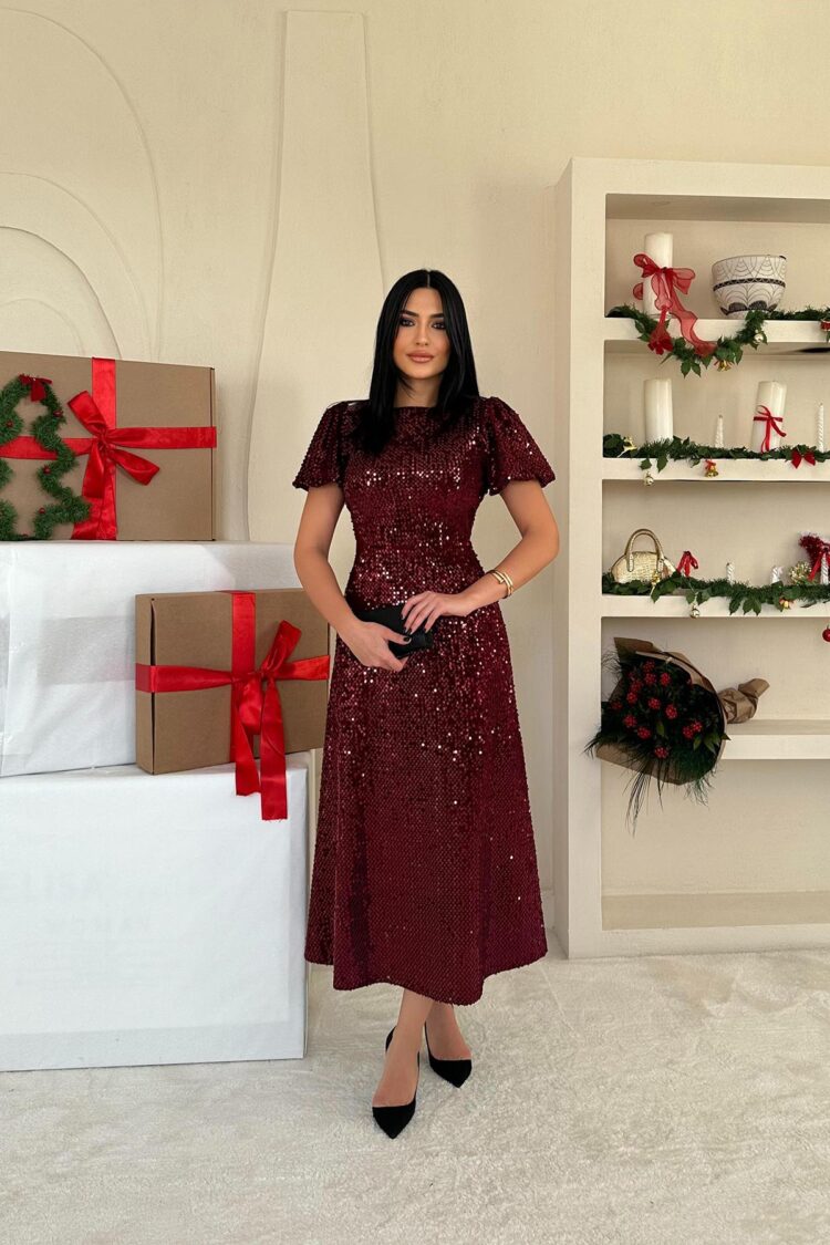 Sequin Dress - Claret Red