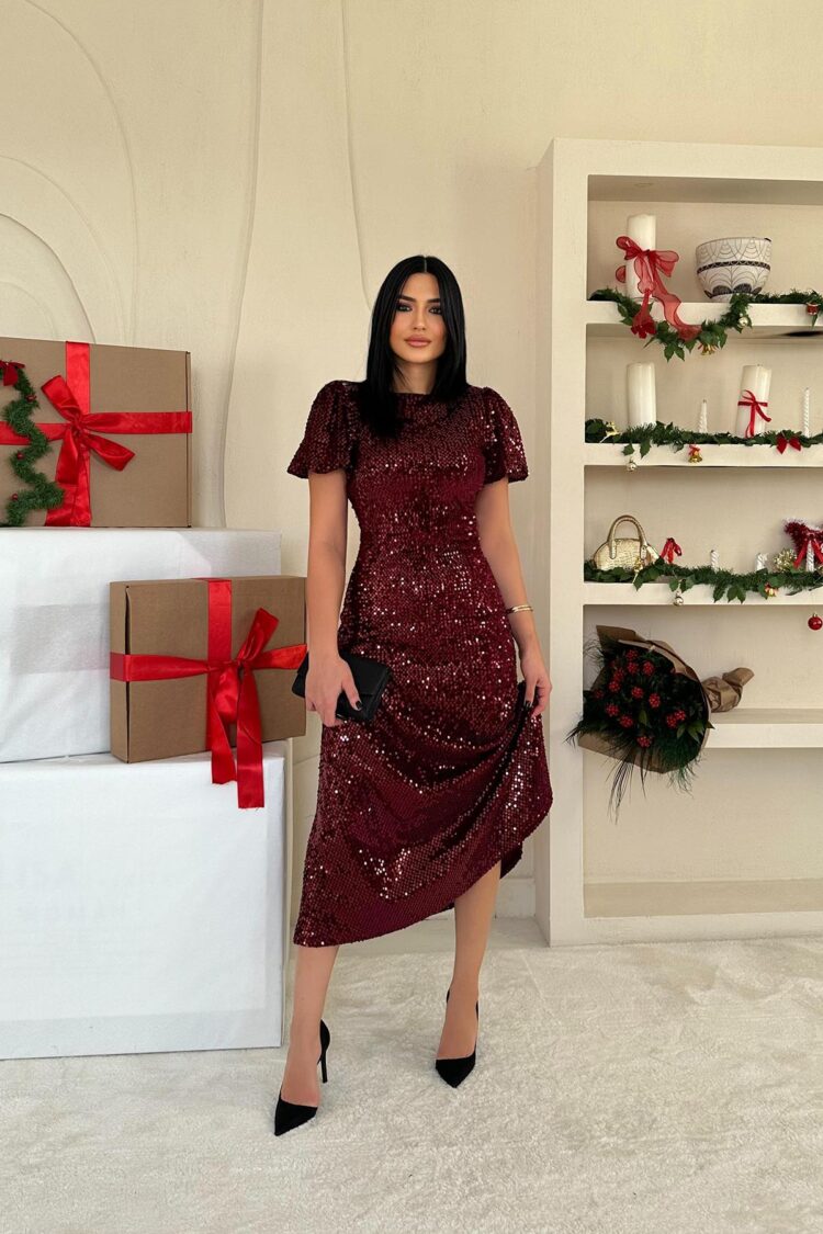Sequin Dress - Claret Red
