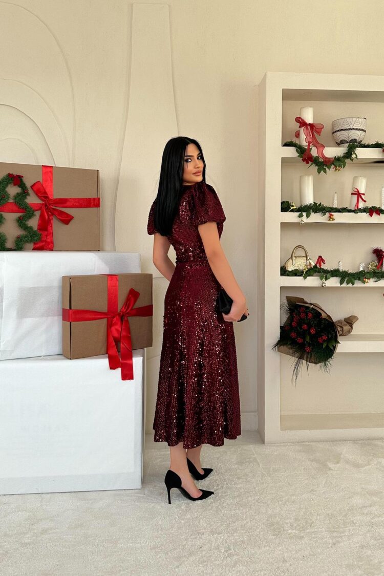 Sequin Dress - Claret Red
