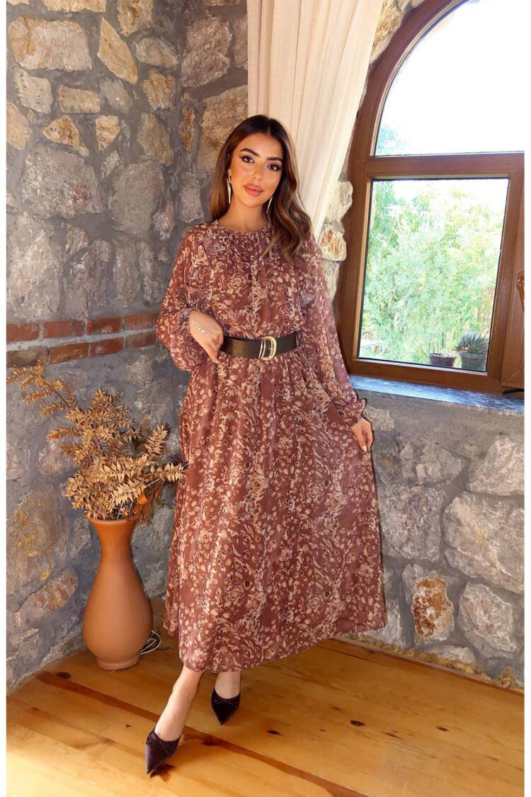 A-Line Maxi Dress With Animal Print