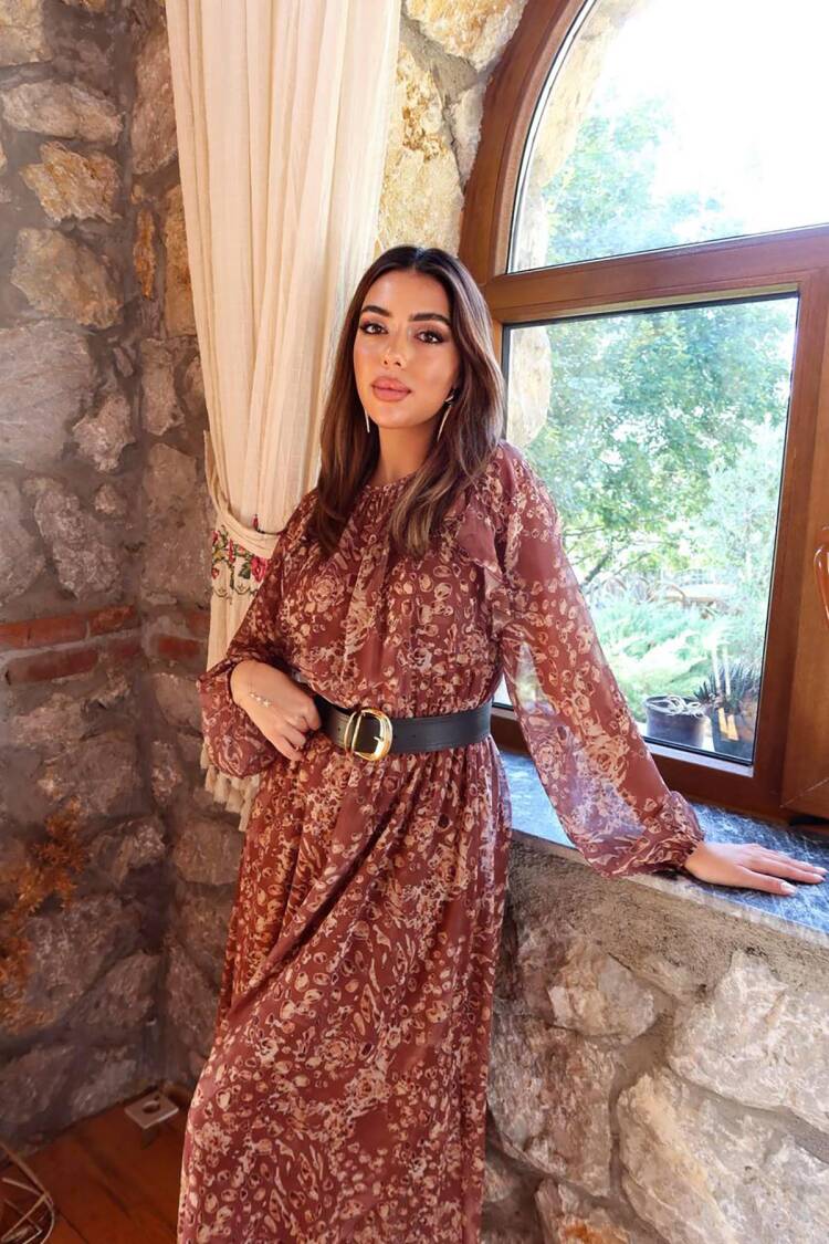 A-Line Maxi Dress With Animal Print