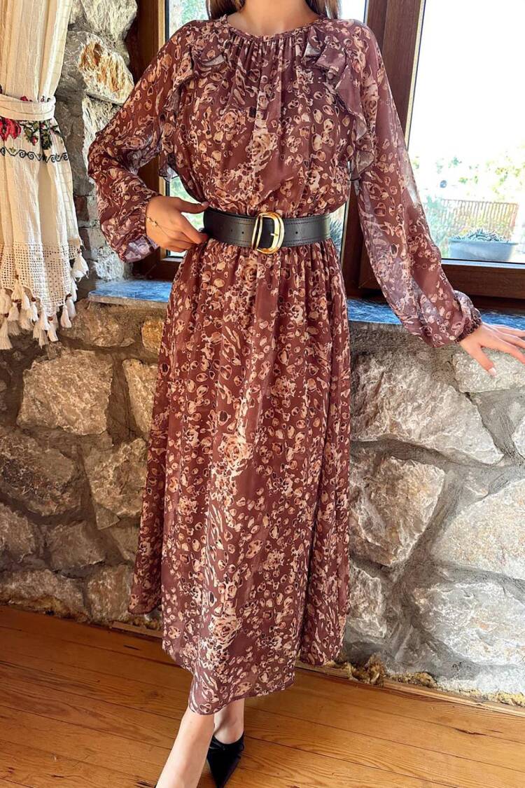 A-Line Maxi Dress With Animal Print