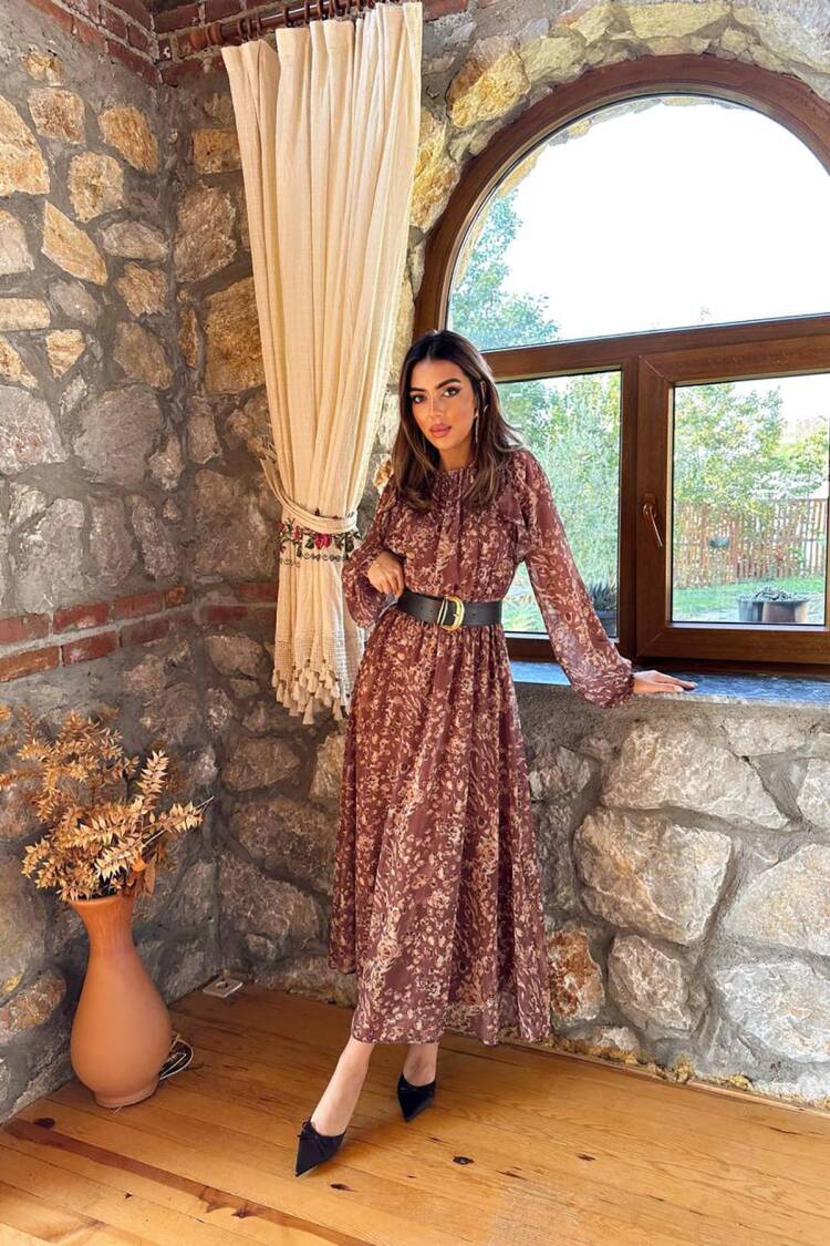 A-Line Maxi Dress With Animal Print - Brand: Elisa - Women & Kids, Baby Clothes Wholesale - Globality Store