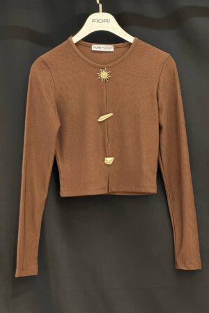 Slim Fit Crop Blouse With Round Neck - Brand: Fiori - Women & Kids, Baby Clothes Wholesale - Globality Store