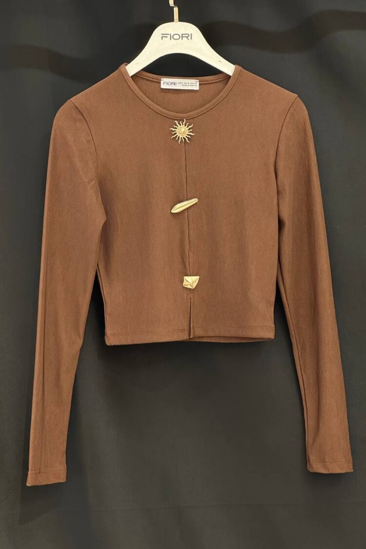 Slim Fit Crop Blouse With Round Neck - Brand: Fiori - Women & Kids, Baby Clothes Wholesale - Globality Store