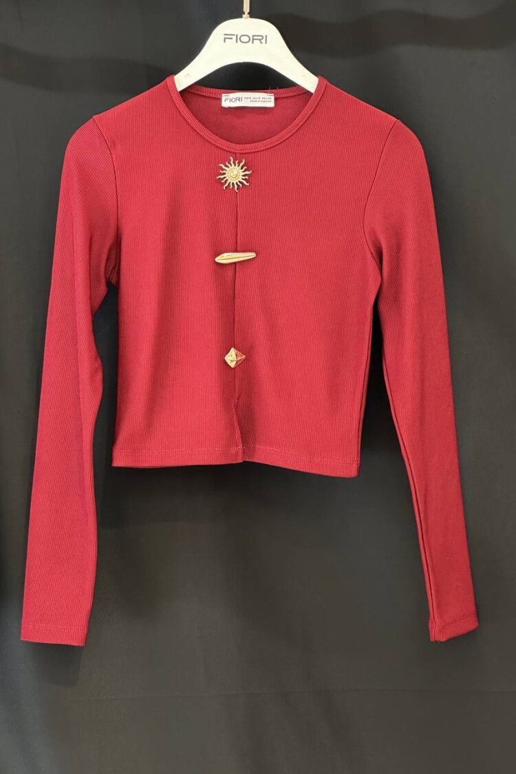 Red Blouse - Casual Elegant Slim Fit Crop - Brand: Fiori - Women & Kids, Baby Clothes Wholesale - Globality Store