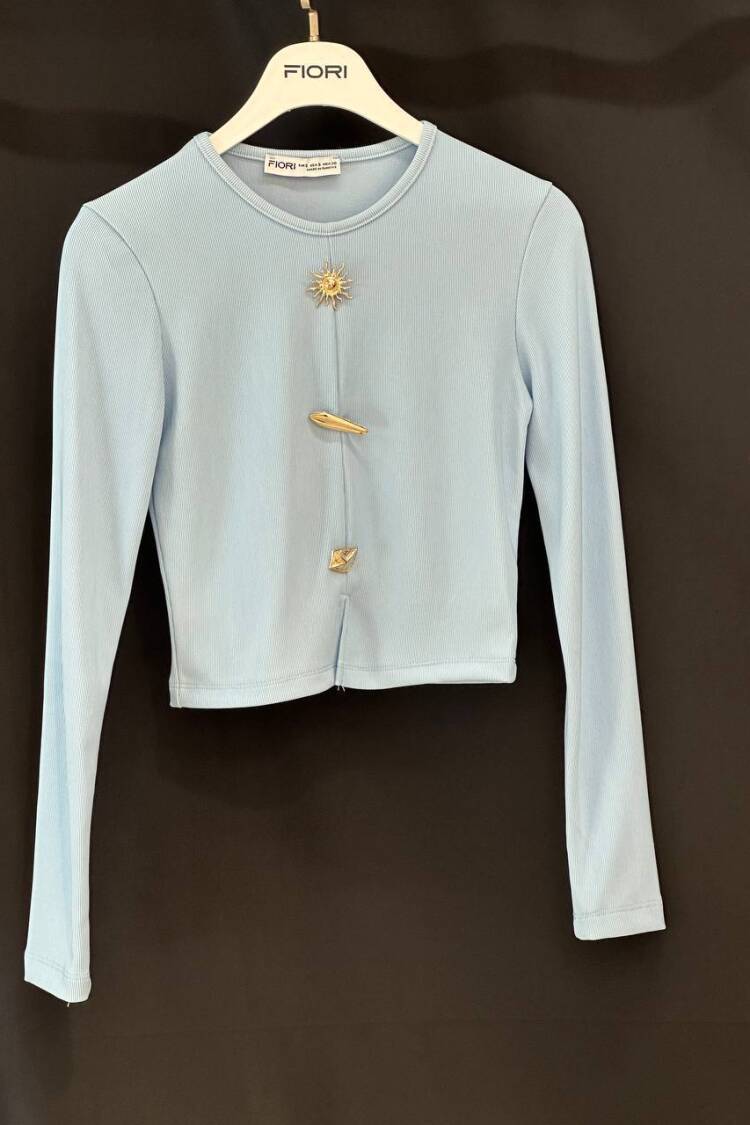 Slim Fit Crop Blouse With Long Straight Sleeves - Brand: Fiori - Women & Kids, Baby Clothes Wholesale - Globality Store