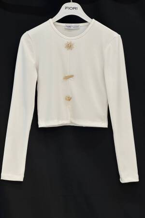 White Elegant Formal Casual Crop Blouse - Brand: Fiori - Women & Kids, Baby Clothes Wholesale - Globality Store