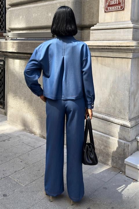 Blue Casual Streetwear Elegant Set