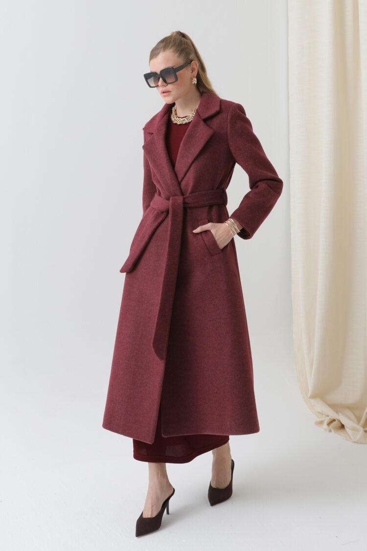 Claret Red Elegant Slim Fit Single-Breasted Coat - Brand: Puane - Women & Kids, Baby Clothes Wholesale - Globality Store