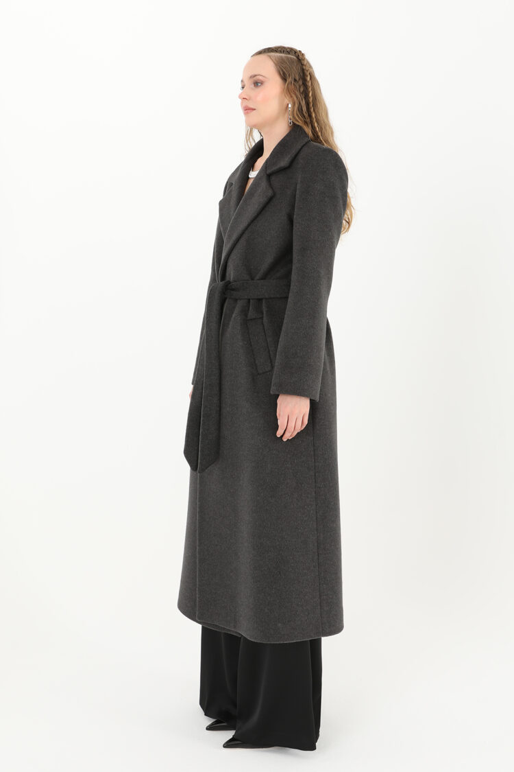 Grey Elegant Wrapover Coat