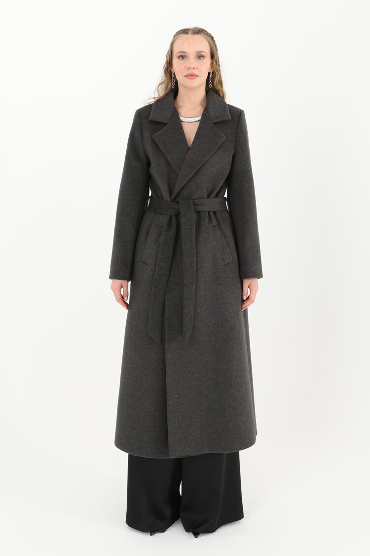 Grey Elegant Wrapover Coat